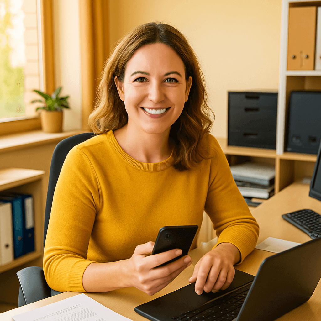 Smiling business owner in Kansas City receives ready-to-convert leads directly into her CRM with Leads By Lunch<br />
